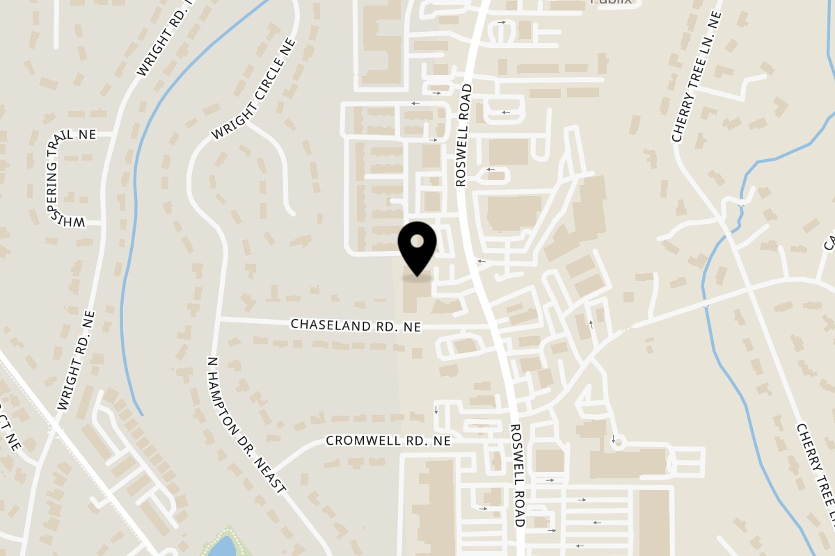 Map showing the location of Cubano's ATL on 6450 Roswell Rd C in Sandy Springs